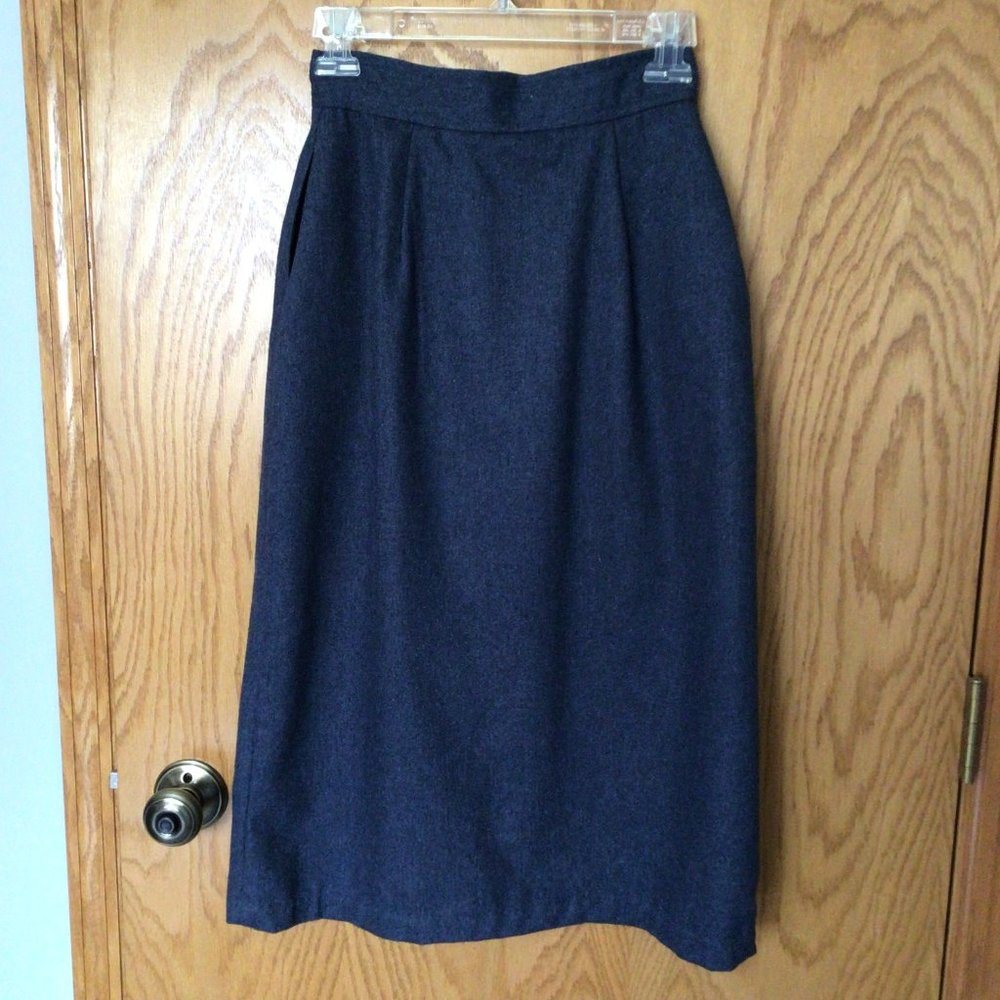 Haberdasher - Blue Wool Mix Fully Lined Skirt - Picture 3 of 5